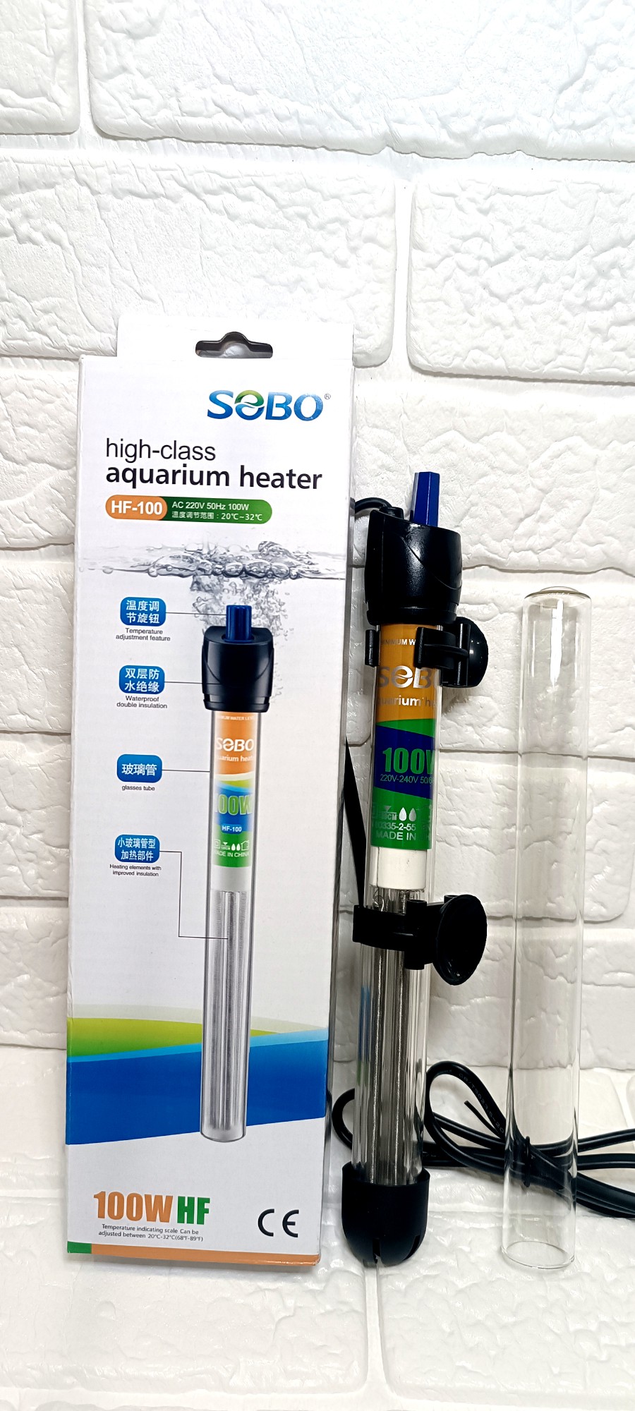بخاری آکواریوم 100 وات سوبو مدل HF-100 به همراه شیشه یدک